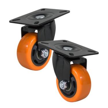 Imagem de 2 Rodízio Giratório 3 Polegadas PVC Amarelo Núcleo PP Sem Freio Alta Durabilidade 70kg