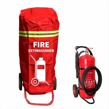Imagem de Capa para extintor de incêndio Trolley – Capa protetora de segurança contra incêndio com rodas resistentes, acessório durável resistente a arranhões e arranhões (serve para 50 kg, 1 peça)