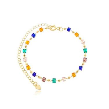 Imagem de Tornozeleira Missangas Coloridas Banhada a Ouro 18k - Atraktiva Joias,