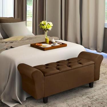 Imagem de Recamier Baú Puff Estofado Cama Solteiro 90cm Para Quarto Sala Calçade