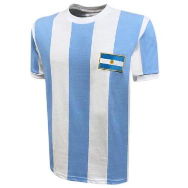 Imagem de Camisa Liga Retrô Argentina 1970s, Branco, Azul claro, M