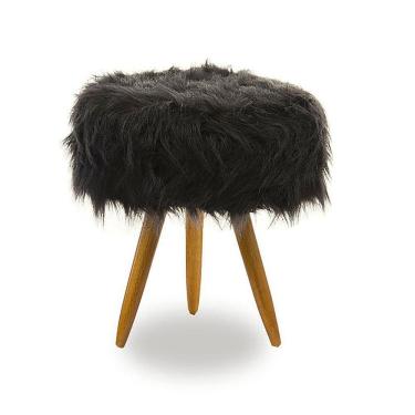 Imagem de Puff magnus decorativo pé palito pelúcia preta 50 cm altura