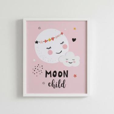 Imagem de Quadro Decorativo Quarto Infantil Bebê 25x30 Moldura - IC, Lua