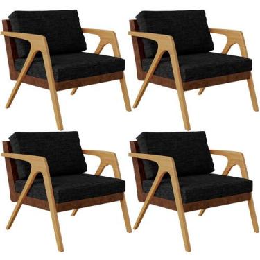 Imagem de Kit 04 Poltronas Decorativas Sala De Estar Pietra L02 material sintéti