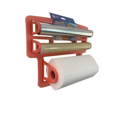 Imagem de Porta Rolo Suporte Parede Cozinha 4 em 1 Papel Toalha, Alumínio, Filme