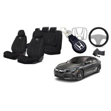 Imagem de Kit Personalizado Assentos Civic 16-21 + Volante + Chaveiro - Ferro Te