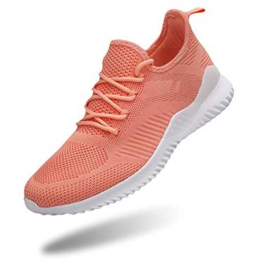 Imagem de Flysocks Tênis de corrida feminino sem cadarço para caminhada, antiderrapante, leve, respirável, de malha, confortável, B - pêssego, 38