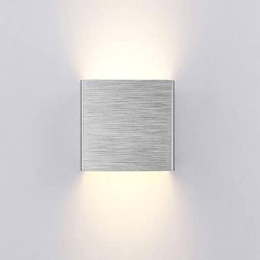 Imagem de Luminária de parede quadrada LED para cima e para baixo, arandela de parede, abajur de cabeceira em cubo, luzes de parede internas, holofotes de parede de 5 W, arandelas de parede minimalist