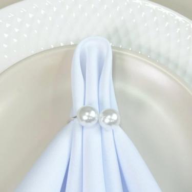 Imagem de Kit 10 Pçs Anel para Guardanapo 10 Lugares Pérola Dupla Grande 4x3cm A