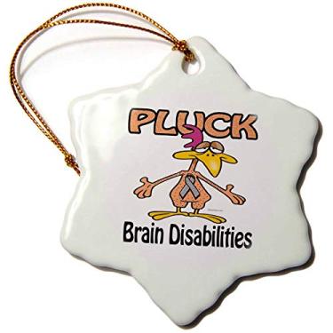 Imagem de 3dRose Enfeite de floco de neve com design de causa, fita de conscientização de deficiências cerebrais, 7,6 cm