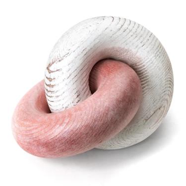 Imagem de EOSAHR Decoração de nó de madeira de pinheiro Boho - Decoração de elos de corrente de madeira para mesa de centro, prateleira de livros e mesa lateral - Nó decorativo com detalhes simples e modernos