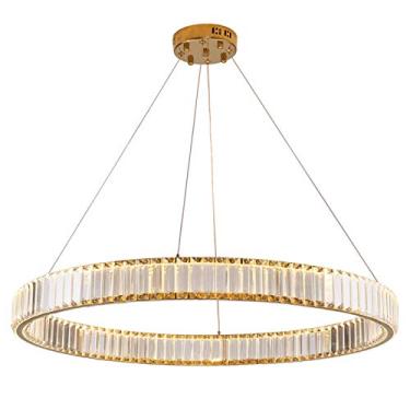 Imagem de Luminária de teto para quarto, lustre de cristal semi-embutido regulável, pendurado por sucção, dupla finalidade, com uma fonte de luz durante a iluminação, lustre de cristal de anel criativ