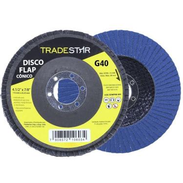 Imagem de Disco Flap 115 Mm G40 Fibra Cônico Azul Aço E Inox Tradestar
