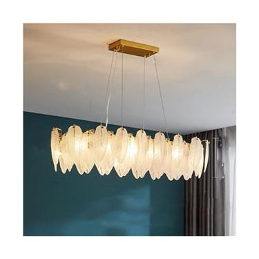 Imagem de Lustre de vidro de penas LED moderno Luminária para sala de estar com luzes de teto para quarto e cozinha