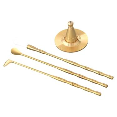 Imagem de KiBcsLic Conjunto de ferramentas de incenso profissional com cabo longo, fragrância faça você mesmo, suprimentos para cerimônias de estudo e meditação em casa, 4 Pcs