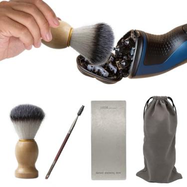 Imagem de Kit de manutenção de escova de barbear elétrica rotativa para barbeador Philips – pedra de afiar diamante de grão 1000, escova grande, escova de cabeça dupla, cabo longo para limpeza profunda, lâminas
