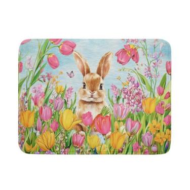 Imagem de Tapete de secagem de pratos Kawani Easter Bunny 45x60cm de microfibra 