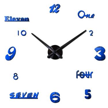 Imagem de 8SSAZZAT Grande relógio de parede DIY decoração de parede adesivo 3D relógio sem moldura casa sala de estar quarto escritório decoração (C 61 cm) (E 61 cm)