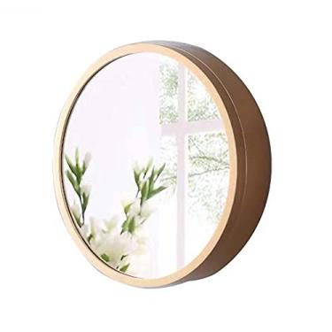 Imagem de Armário de espelho de banheiro espelho de parede espelho redondo armário suspenso com armazenamento de prateleiras adequado para banheiro banheiro estilo simples (tamanho: 70 cm/27,6 polegadas)