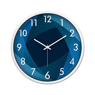 Imagem de Relógio digital simples face relógio de parede moderno mudo decoração de casa relógio de parede redondo relógio de parede moderno relógio de parede relógio decorativo (cor: Azul-C Tamanho: 40 cm