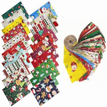 Imagem de 40 tiras de tecido de rolo de geleia de Natal para acolchoamento, artesanato e costura, tiras pré-cortadas de Natal de 6 x 50 cm, pacotes de tecido sortidos para tapete, projeto de colcha, artesanato