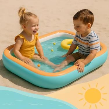 Imagem de Piscina Infantil 220L quadrada Inflável comporta Àgua ou Bolinhas Super Resistente