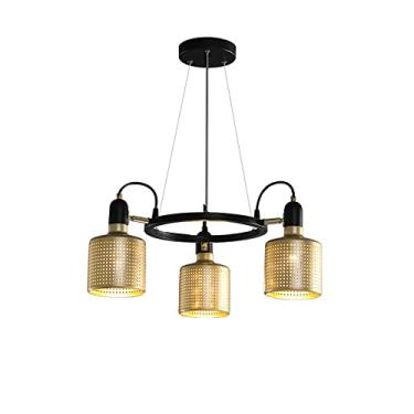 Imagem de YQSLQZZ Lustre industrial para sala de estar, lustres Sputnik ajustáveis de 180°, luminária pendente grande americana vintage com sombra de gaiola dourada, para quarto e sala de jantar