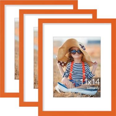 Imagem de Vittanly Conjunto de 3 porta-retratos de 28 x 35 cm, exiba imagens 20 x 25 cm com tapete ou 28 x 35 cm sem tapete para montagem na parede ou mesa, molduras para decoração de casa, madeira projetada