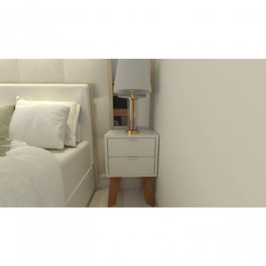 Imagem de Mesa De Cabeceira 30cm Branco Off White Com Gaveta E Pés