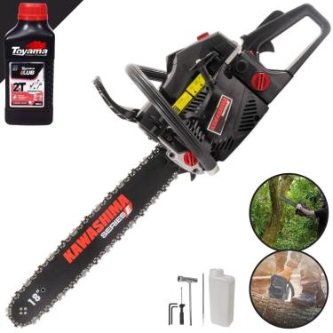Imagem de Motor Serra À Gasolina Kawashima KCS520E 50,8cc Alta Potência e Rotação Com Sabre 18’’ Carcaça de Alumínio e Sistema Antivibração + ÓLEO TOYAMA 2T