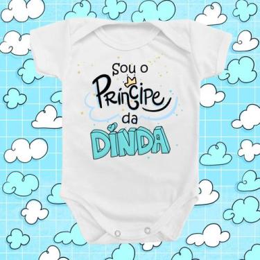 Imagem de Body Roupa Para Bebês Sou O Príncipe Da Dinda Azul Menino - Borizinho 