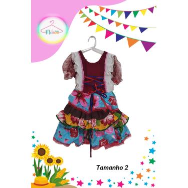 Imagem de Vestido Junino infantil colorido (Tam. 2)