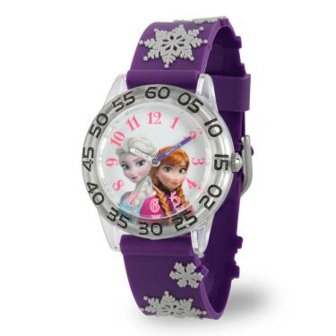 Imagem de Disney Relógio infantil W002437 Frozen Elsa e Anna Time Teacher Analógico Quartzo Roxo