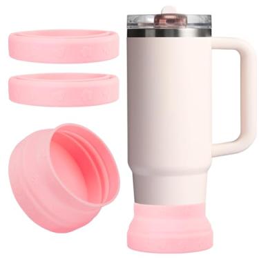 Imagem de Oddyami Bota de silicone Pink Bow para Stanley Tumbler H2.0 850.5 g 1,134.0 g & IceFlow 20o, 850.5 g & Owala 680.4 g & Hydro Flask garrafa de água 340.2-680.4 g capa de manga inferior protetora