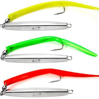Imagem de VMSIXVM Diamond Jigs Iscas de pesca em água salgada Colheres de metal afundando, iscas de pesca para pesca de surfe, para peixe-azul, robalo, atum, salmão, mar profundo, oceano