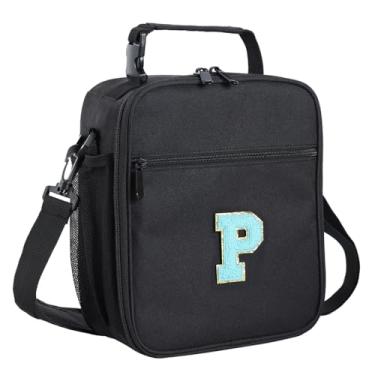 Imagem de ELEFOCUS Lancheira com isolamento inicial para trabalho feminino/masculino, lancheira personalizada com monograma com alça de ombro ajustável para adultos/adolescentes, presente de aniversário