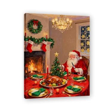 Imagem de Pôster de Natal de casa de fazenda, estampa de férias de inverno, decoração de parede de Natal vintage para decoração de galeria de quarto de fazenda A16. Moldura interna de 60 x 80 cm - 23,7 x 31,5