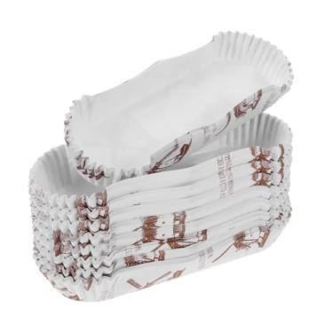 Imagem de SOLUSTRE 100 peças de forros para assar pão, forros de pão ovais à prova de graxa, bandeja de papel em forma de barco, copos de papel pergaminho para assar B