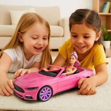 Imagem de Carro Conversível Boneca Brinquedo Menina Rosa Carrinho Luxo Esportivo