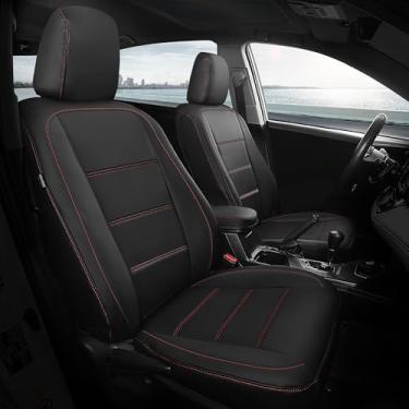 Imagem de FREESOO Capas de assento personalizadas para Toyota Corolla LE 2023 2024 2025, capas de assento de carro impermeáveis para carros, almofadas protetoras de couro de luxo, conjunto completo preto e