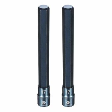 Imagem de HARFINGTON 2 soquetes hexagonais de impacto de 1/5.1 cm H17 (17 mm) de comprimento métrico 20.3 cm S2 aço soquetes de 6 pontos para adaptador de furadeira elétrica, azul