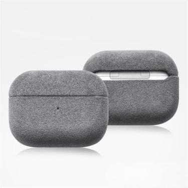 Imagem de Capa de fone de ouvido de couro de microfibra de camurça – Capa completa feita à mão para AirPods (cinza, Airpod Pro 3ª geração)