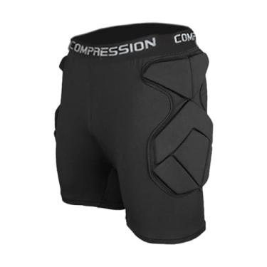 Imagem de Generic Shorts de proteção para goleiro, protetor de quadril, calças curtas, acolchoamento de espuma, proteção contra impactos para futebol, patinação, W Crotch Protector, S