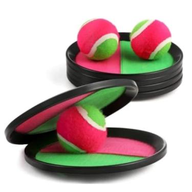 Imagem de Kit 2 Raquetes Grude + Bola Esporte Infantil Pais Filhos Diversão Ar Livre