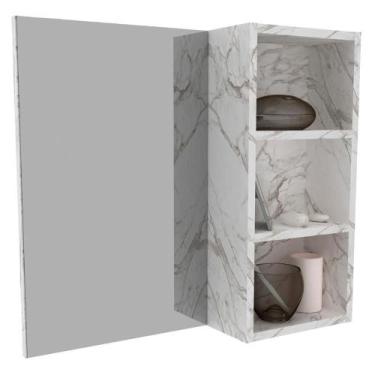 Imagem de Espelheira Para Banheiro 3 Nichos Bn3609 Marmore Branco - TECNO MOBILI