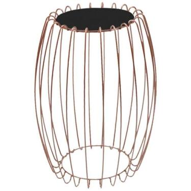 Imagem de Mesa Apoio Lateral 43 Cm Tampo Vidro Preto Base Metal Cobre Nacc Preto