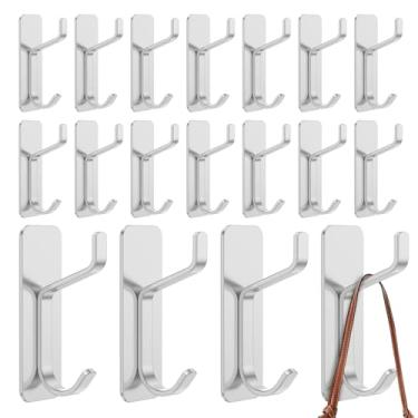 Imagem de ZFLYCANP Gancho duplo de aço inoxidável sobre a porta, ganchos de toalha autoadesivos para casacos, chapéus, roupões, toalhas, chaves, ideal para banheiro, banheiro, quarto, mudroom, cozinha, pacote