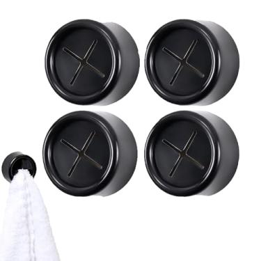 Imagem de Pacote com 4 suportes de toalha de cozinha, ganchos adesivos redondos para toalha de cozinha e panos de prato, preto
