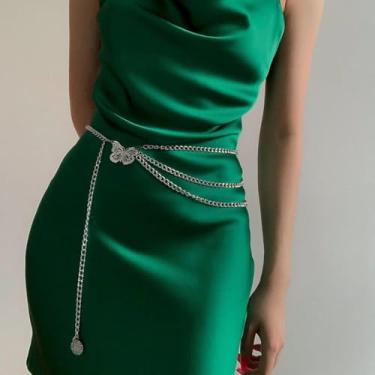 Imagem de 1 peça corrente de cintura de metal círculo oco cinto feminino suéter vestido decorativo acessórios de corrente de cintura adequado para uso diário