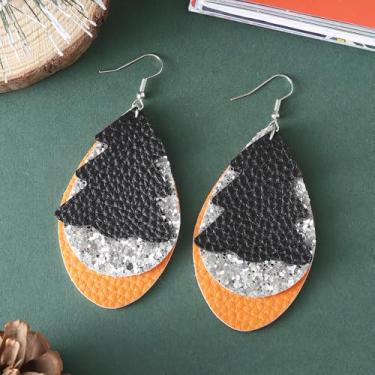 Imagem de Brincos de Natal femininos com pingente de árvore de Natal, acessórios de bijuteria de fantasia, 2inch, Aço inoxidável, Sem pedra preciosa